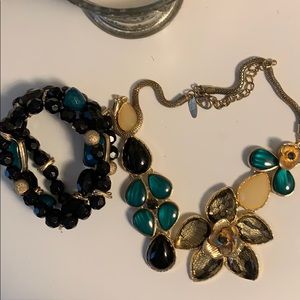 Statement necklace and bracelet set